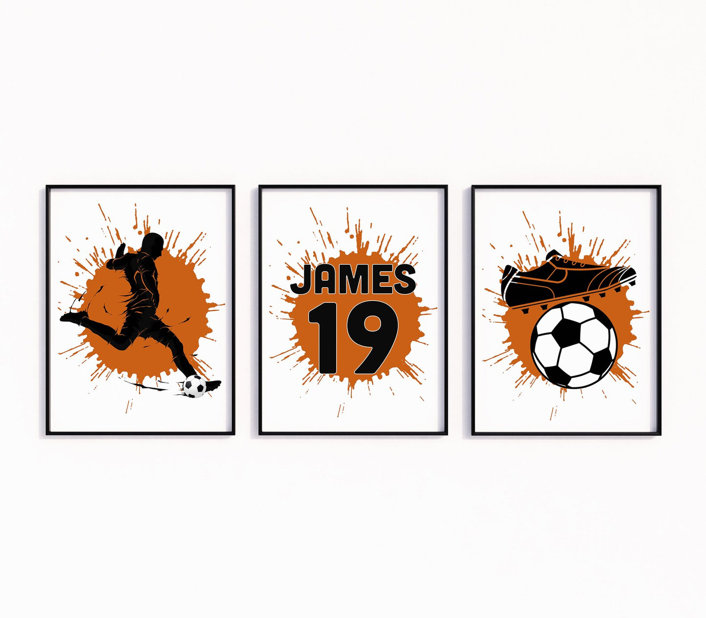 Set of 3 Custom Football Poster Paint Splatter