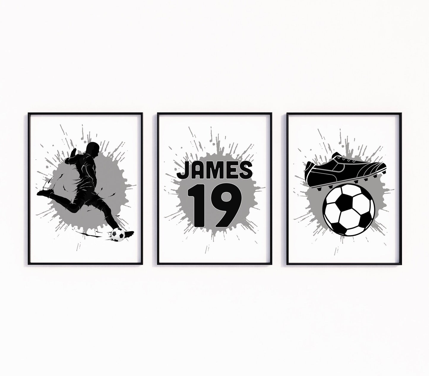 Set of 3 Custom Football Poster Paint Splatter