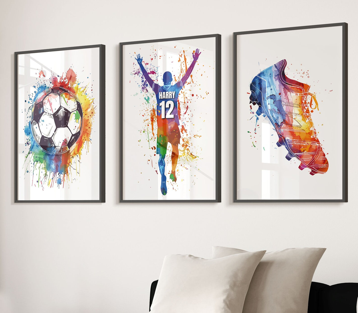 Watercolour Football Prints For Boys