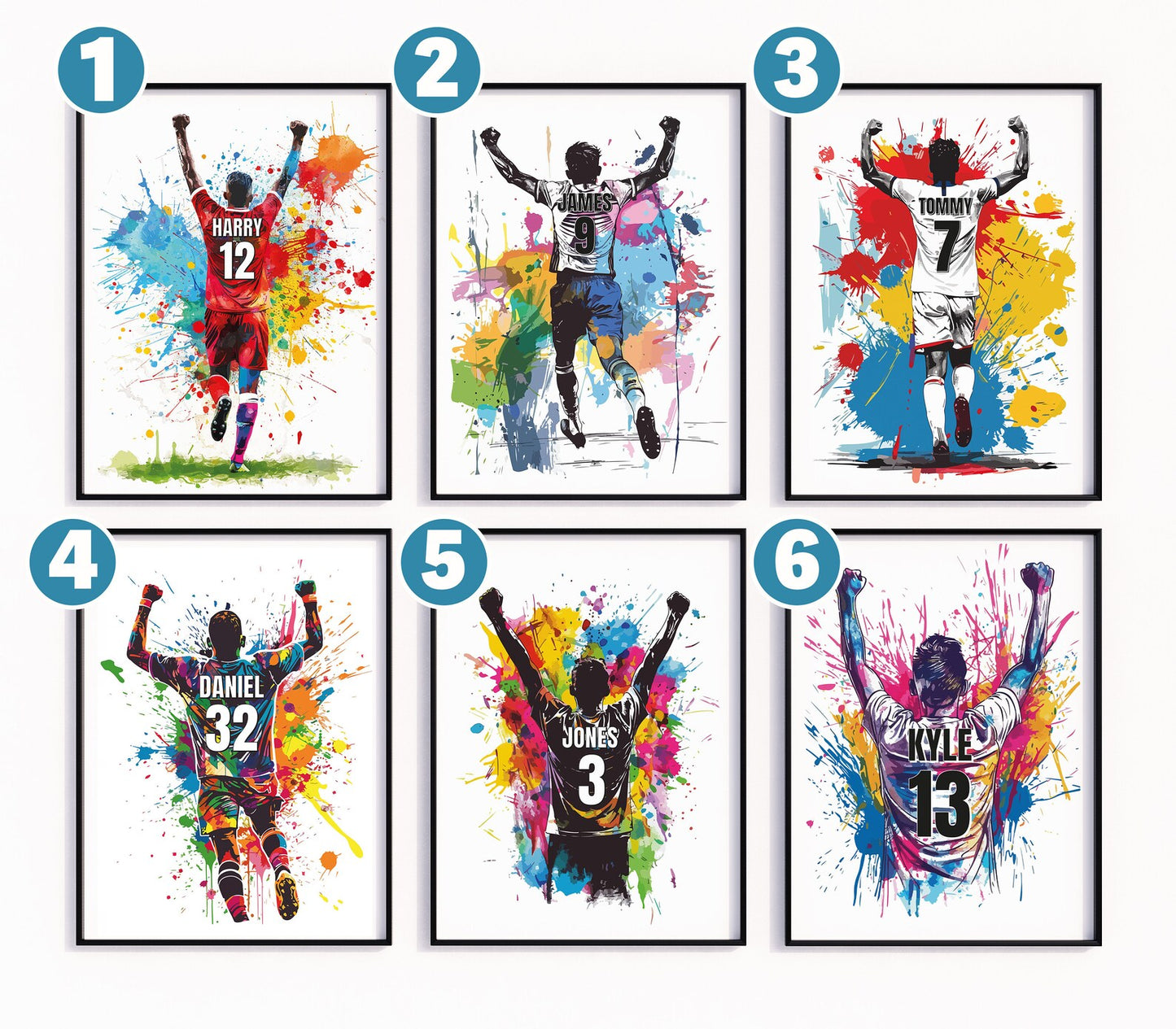 Watercolour Personalised Football Celebration Print