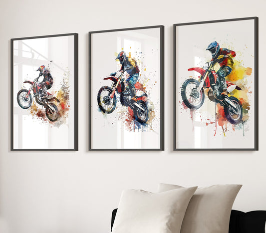 Motocross Wall Art Set of 3