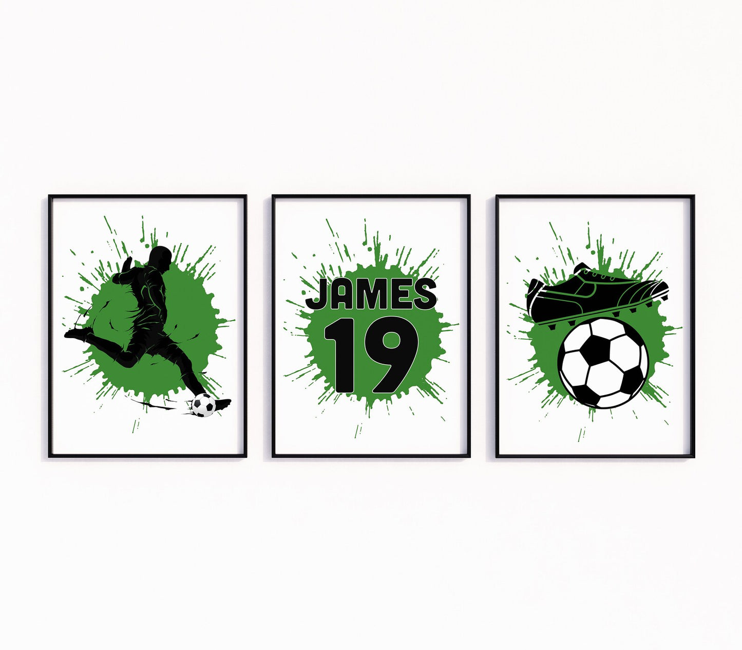 Set of 3 Custom Football Poster Paint Splatter