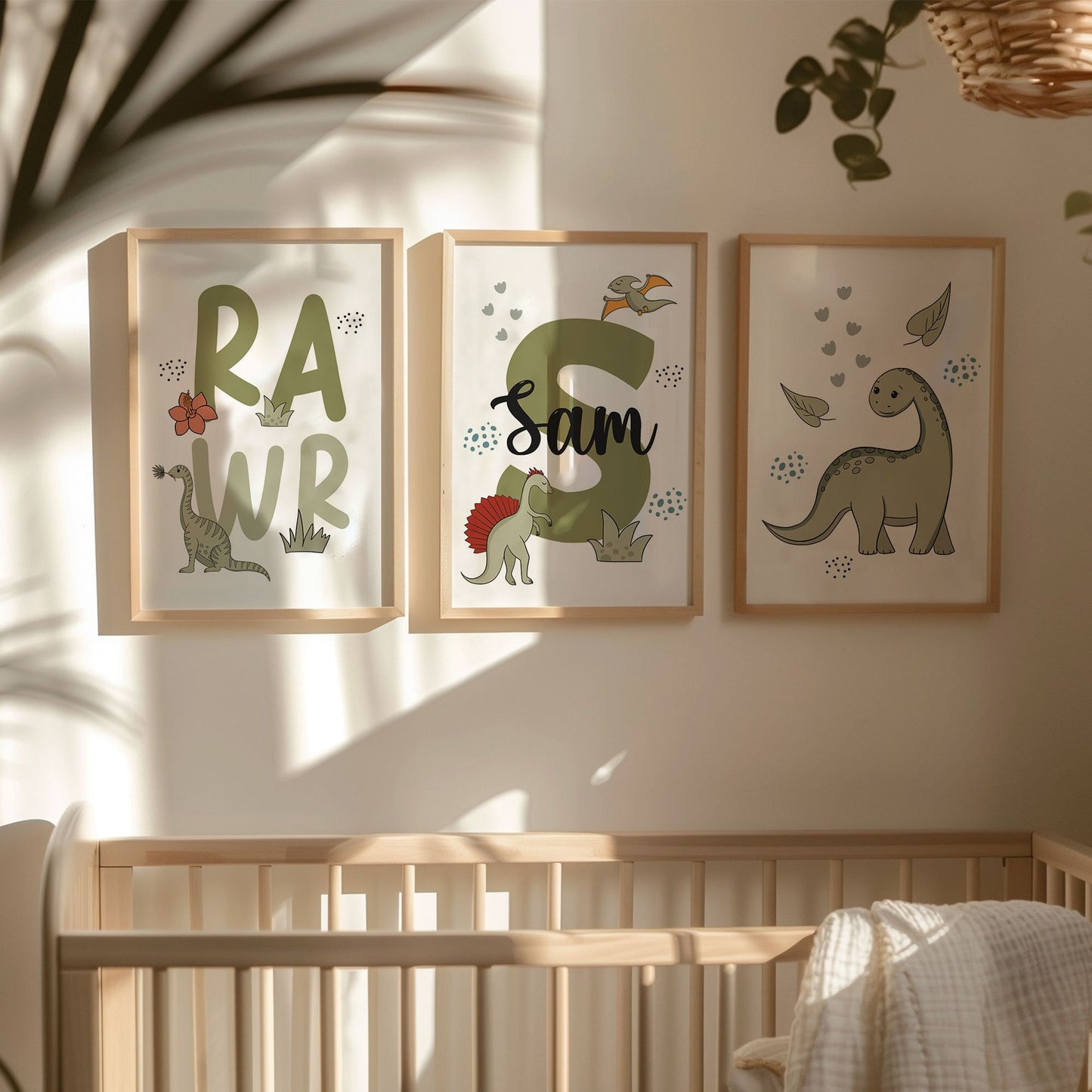 Personalised Dinosaur Wall Art Set