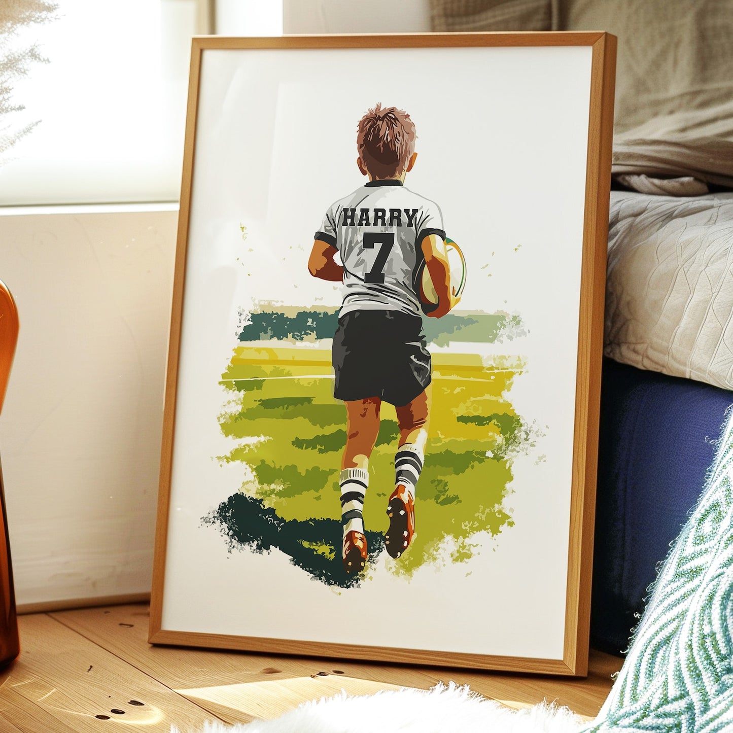 Personalised Watercolour Rugby Wall Art