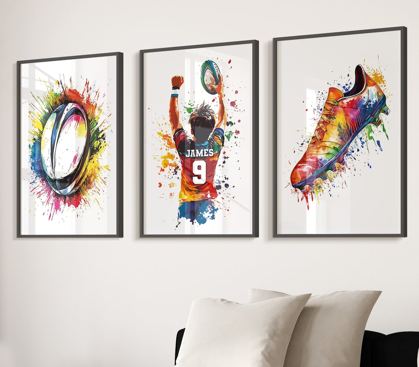 Personalised Rugby Single Wall Art Print