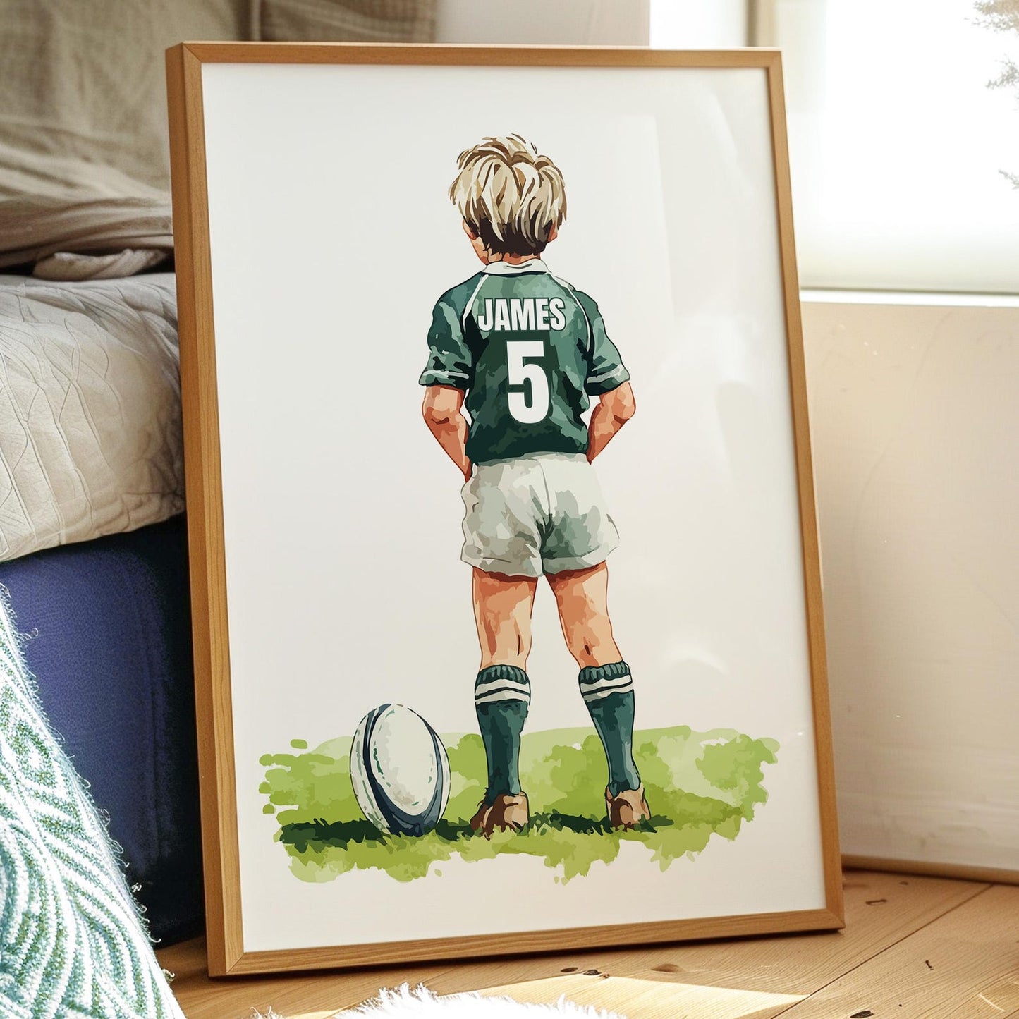 Personalised Rugby Prints Hair Colour Options