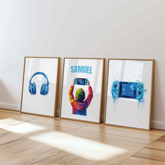 Personalised Gaming Wall Art Print Set