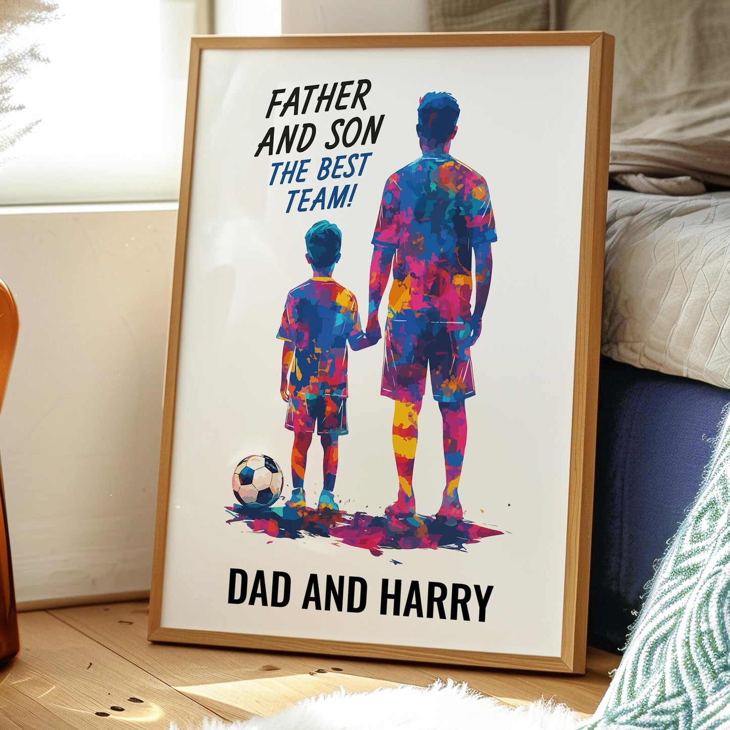 Father And Son Personalised Football Print