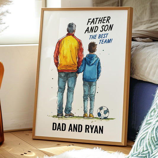 Father And Son Personalised Football Print