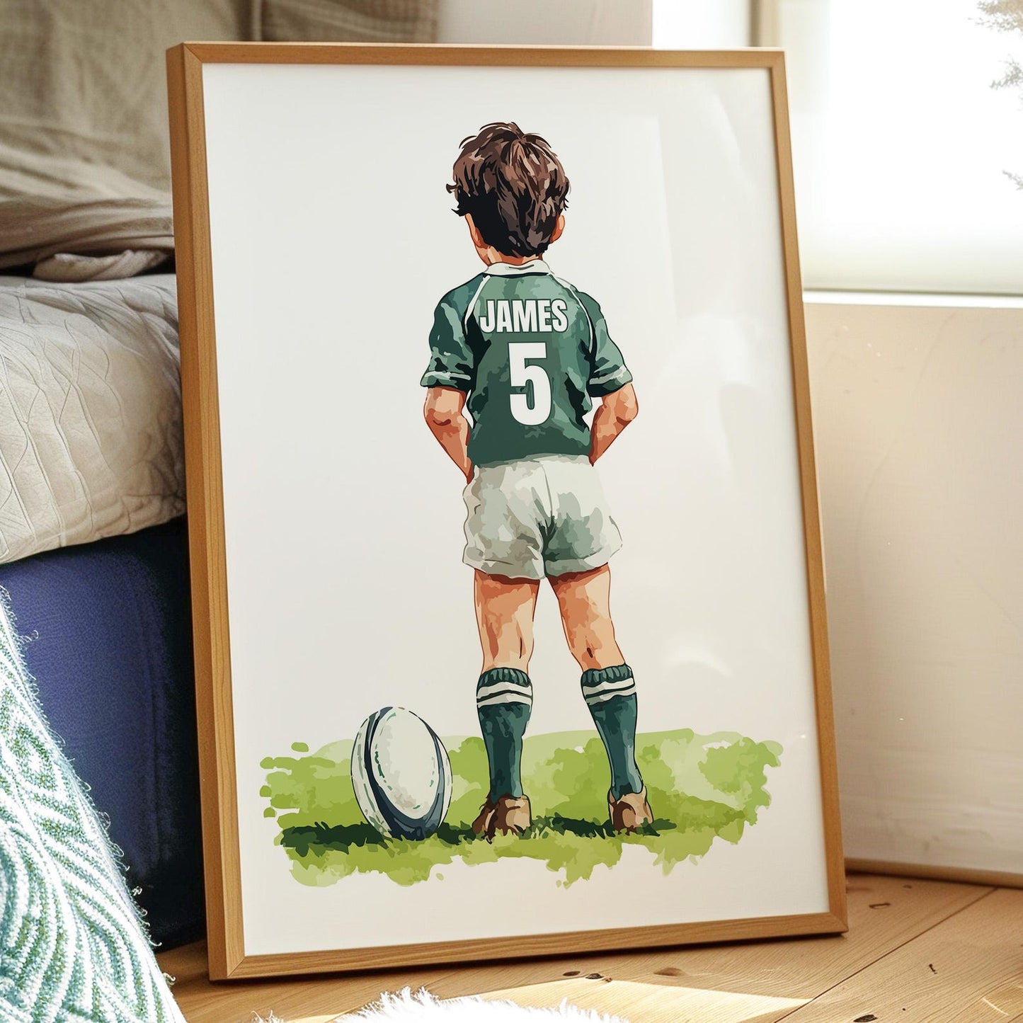 Personalised Rugby Prints Hair Colour Options