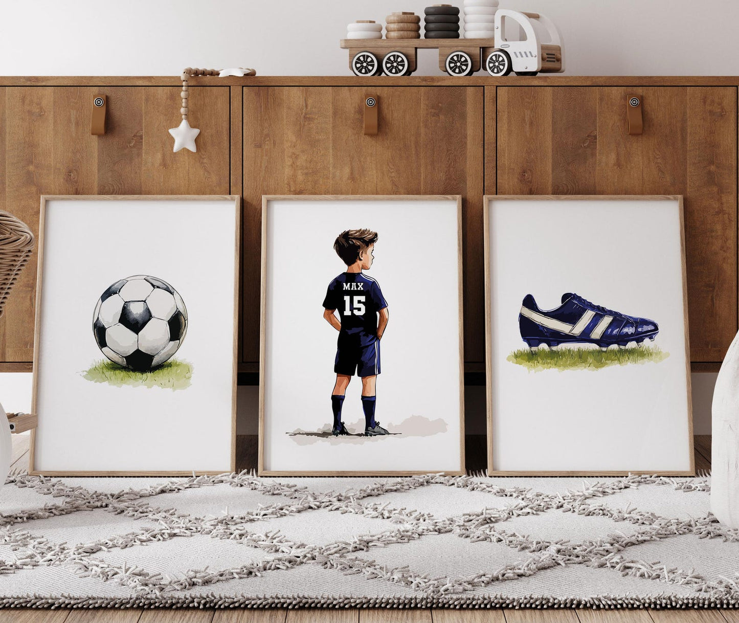 Personalised Set of 3 Soccer Wall Art Prints