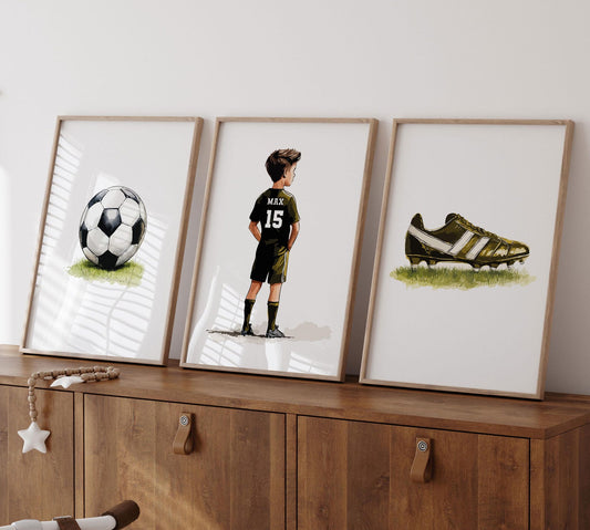 Personalised Set of 3 Soccer Wall Art Prints