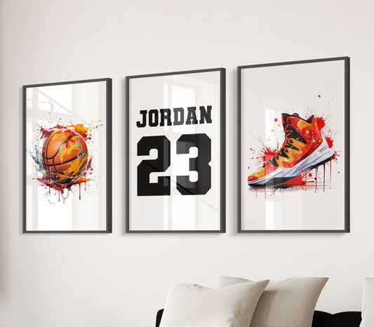 Personalised Basketball Wall Art Prints Personalised Basketball Prints Boys Bedroom Decor, Kid Bedroom Football Decor, Basketball Name Print