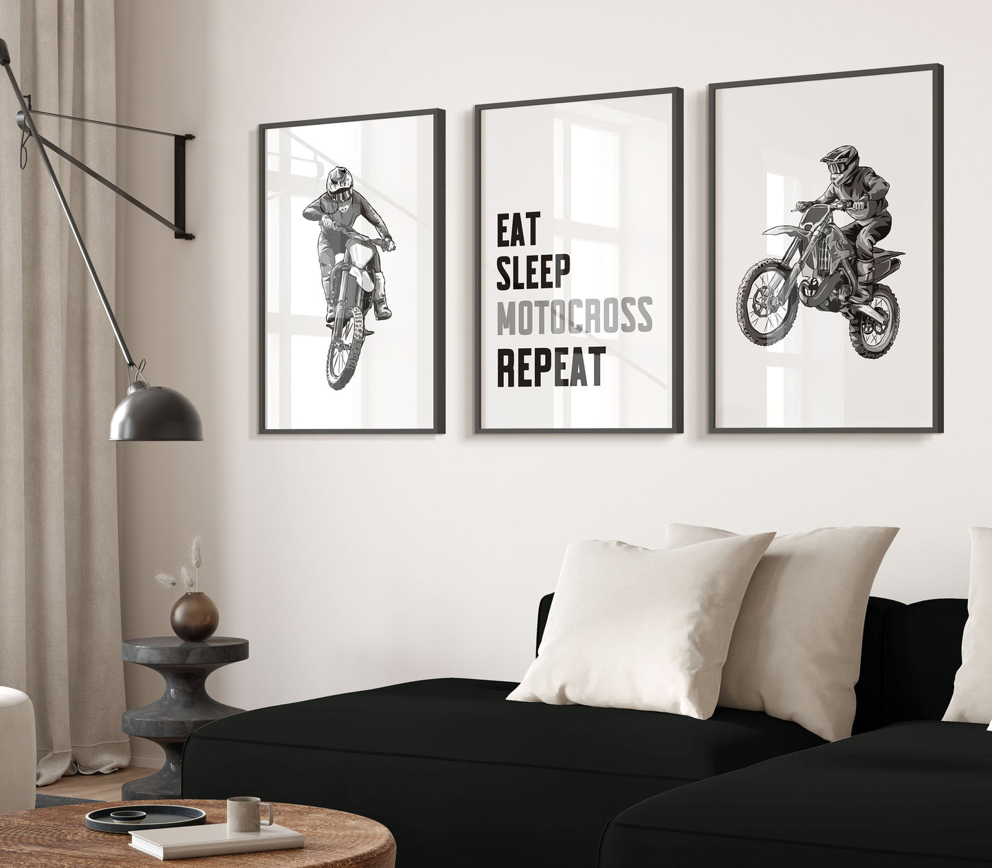 Motocross Prints Set of 3 Motocross Wall Art, Dirt Bike Wall Art, Motorbike Prints, Boys Bedroom Decor, Biker Wall Art, Motorcycle Art
