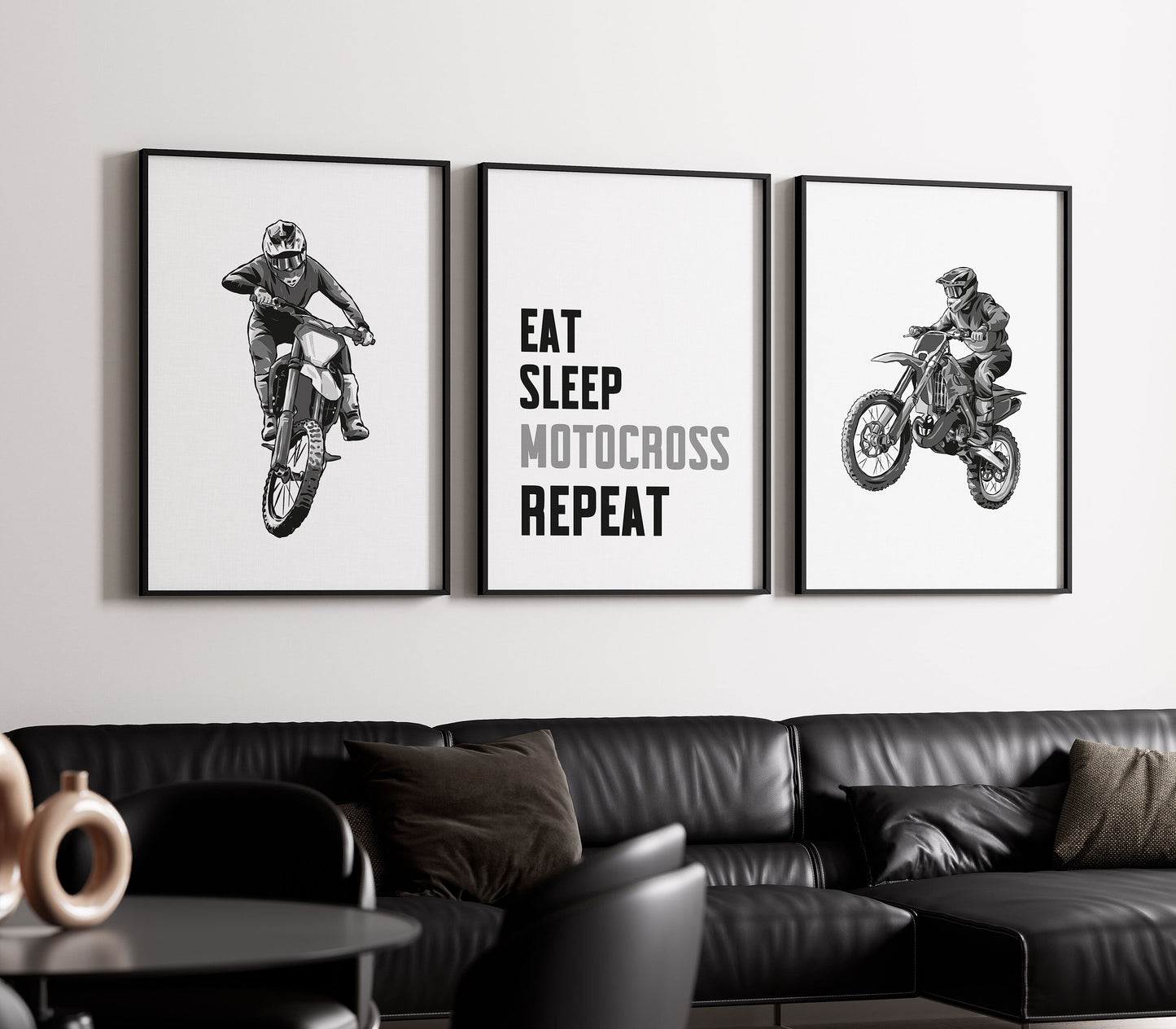 Motocross Prints Set of 3 Motocross Wall Art, Dirt Bike Wall Art, Motorbike Prints, Boys Bedroom Decor, Biker Wall Art, Motorcycle Art