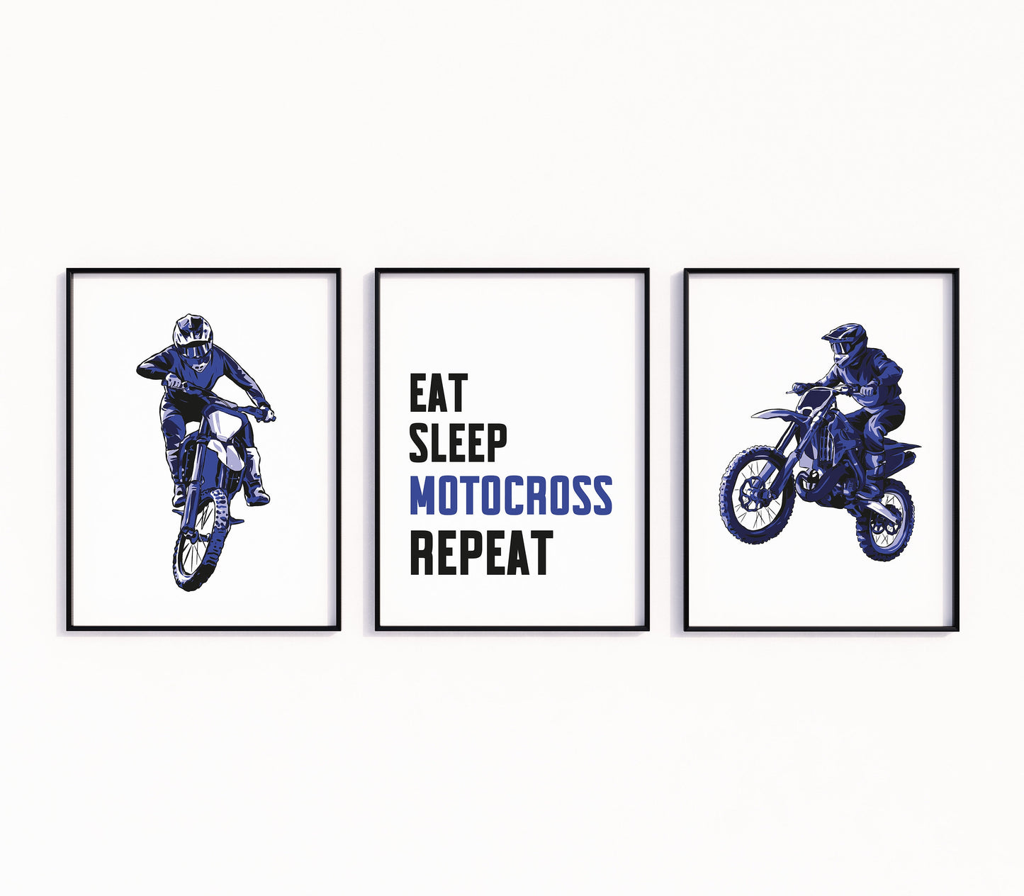 Motocross Prints Set of 3 Motocross Wall Art, Dirt Bike Wall Art, Motorbike Prints, Boys Bedroom Decor, Biker Wall Art, Motorcycle Art