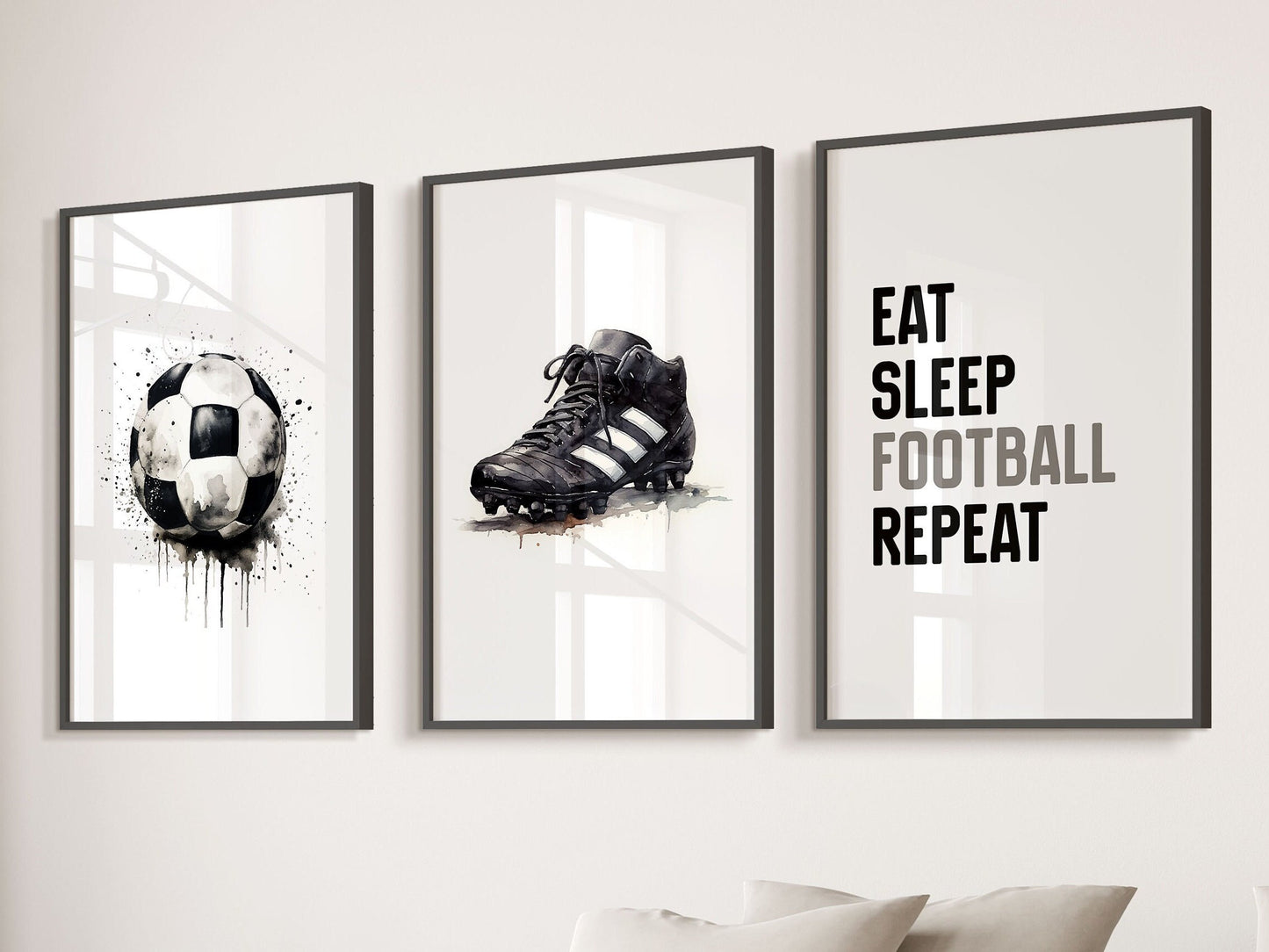 Set of 3 Football Wall Art Prints, Football Prints, Boys Bedroom Decor, Kids Bedroom Football Decor, Teen Room Prints, Gift For Boys Son