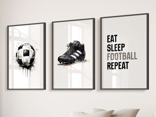 Set of 3 Football Wall Art Prints, Football Prints, Boys Bedroom Decor, Kids Bedroom Football Decor, Teen Room Prints, Gift For Boys Son