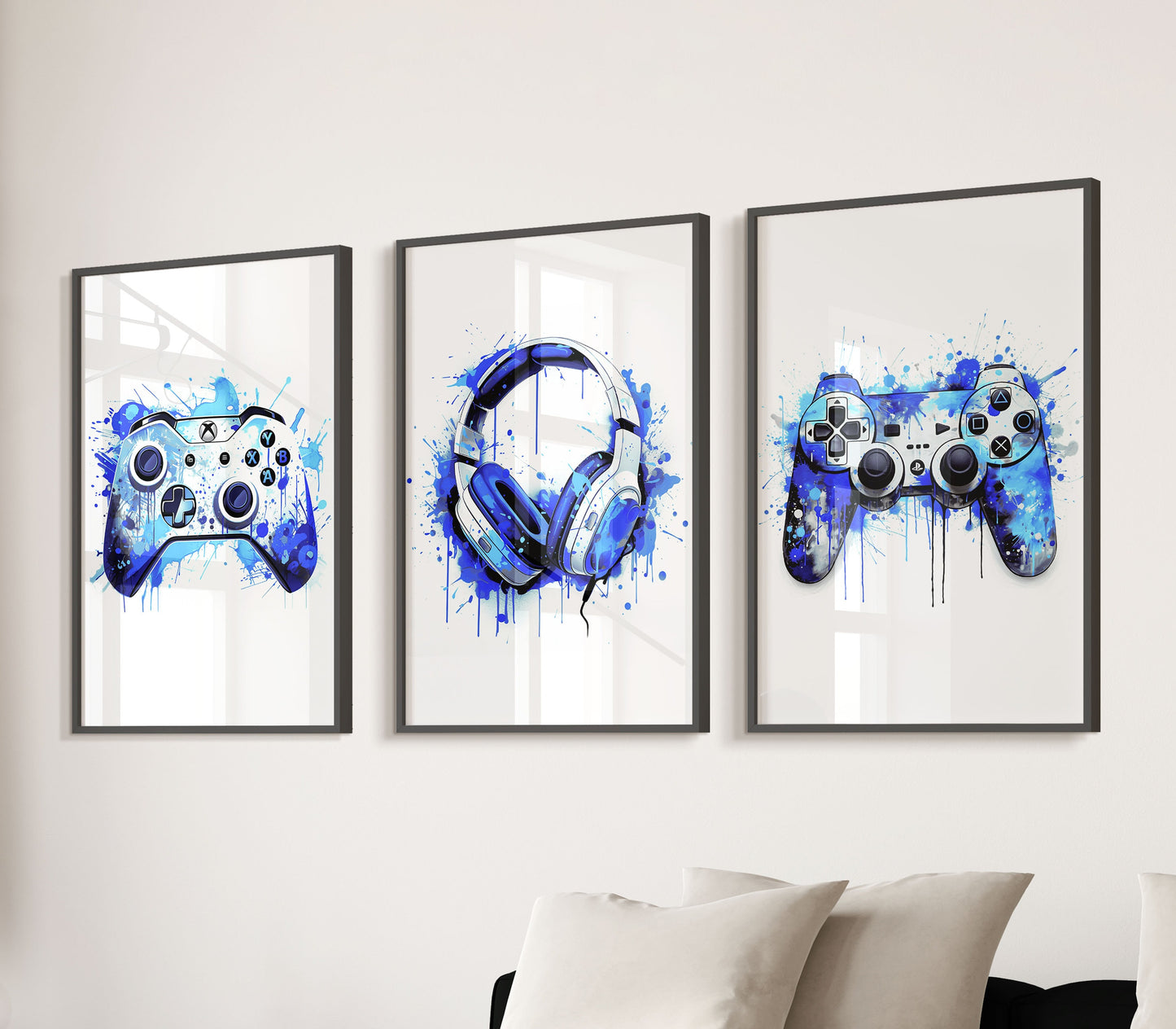 Set of 3 Gaming Prints Graffiti Wall Art