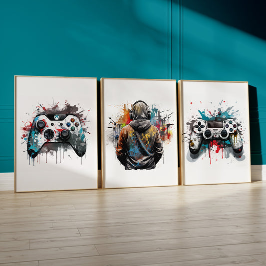 Set of 3 Gaming Prints, Gamer Decor, Gamer Wall Art, Teen Room Prints, Boys Bedroom Decor, Gaming Wall Art, Games Room Poster, Video Games