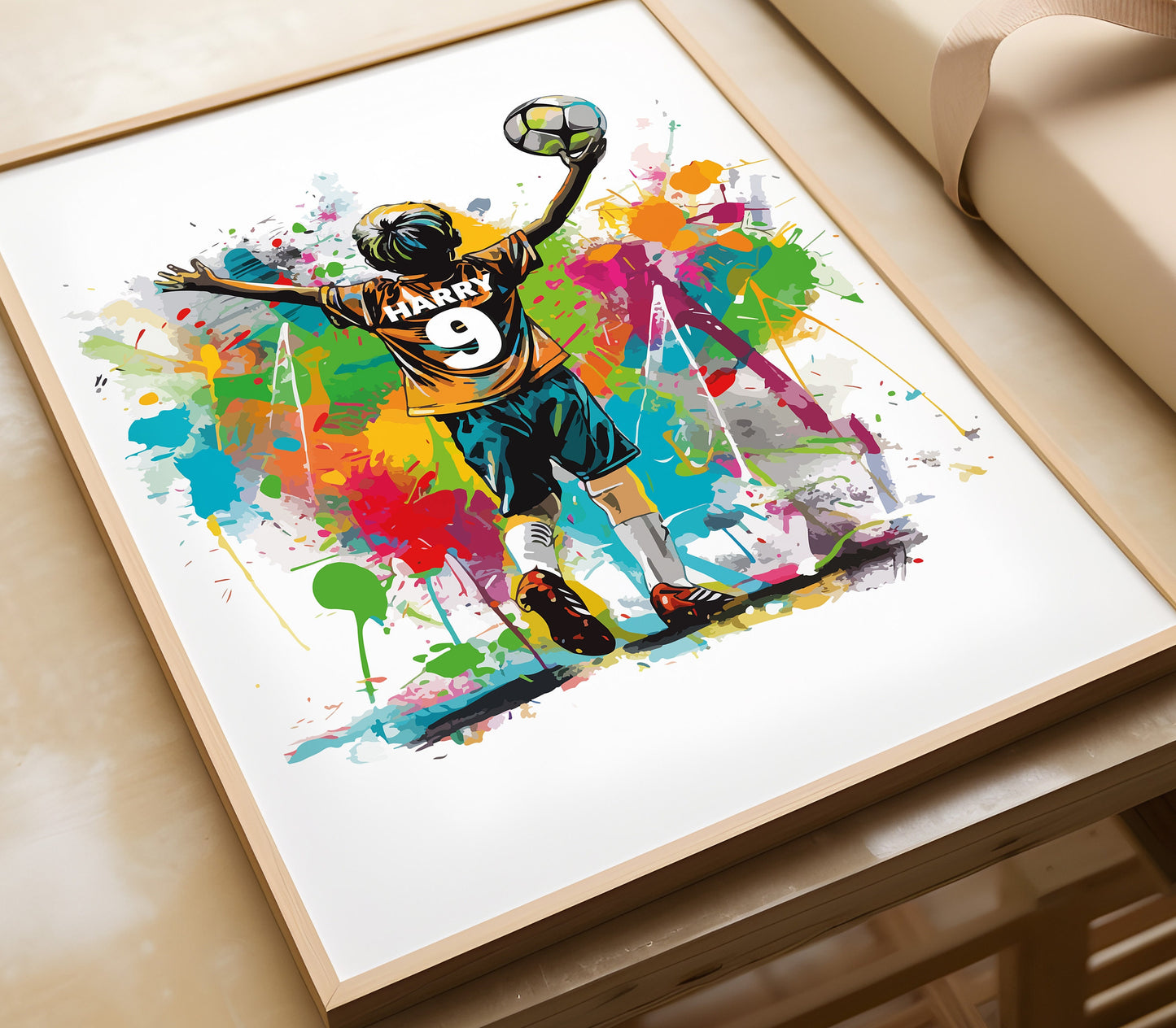 Personalised Football Wall Art Prints For Son Football Prints Boys Bedroom Decor, Kids Bedroom Football Decor, Football Shirt Name Print