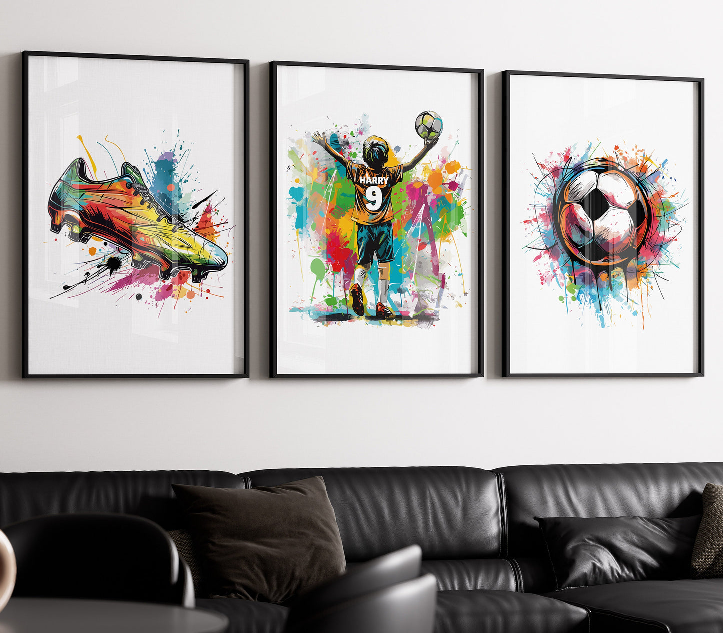 Personalised Football Wall Art Prints For Son Football Prints Boys Bedroom Decor, Kids Bedroom Football Decor, Football Shirt Name Print