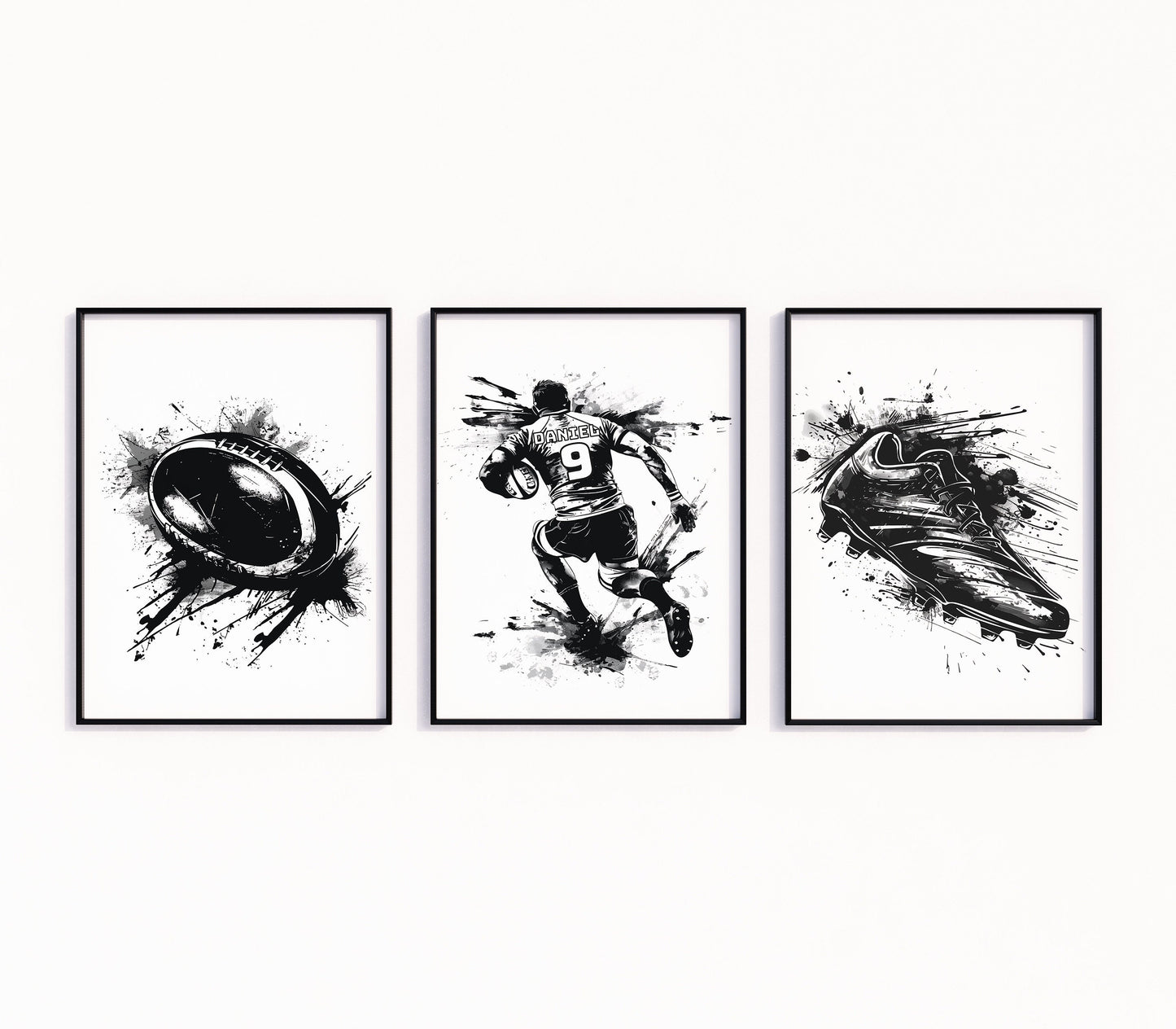 Set of 3 Rugby Wall Art Prints, Custom Rugby Prints, Boys Bedroom Decor, Kids Bedroom Rugby Decor, Rugby Poster, Boys Rugby Gift, Son Gift