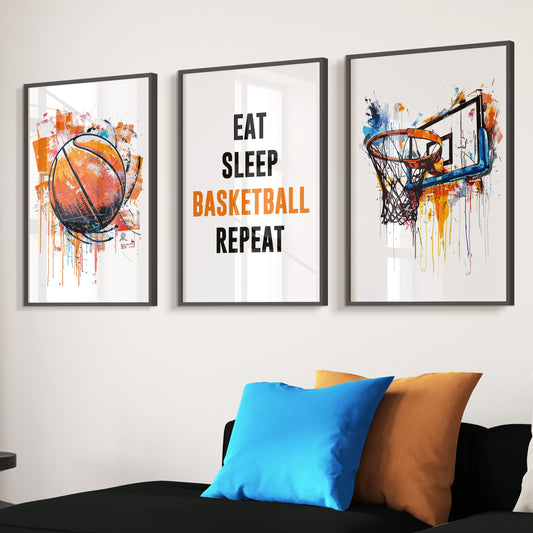 Basketball Wall Art, Set of 3 Basketball Prints Boys Bedroom Decor, Kids Bedroom Basketball Decor, Basketball Poster, Sports Wall Prints