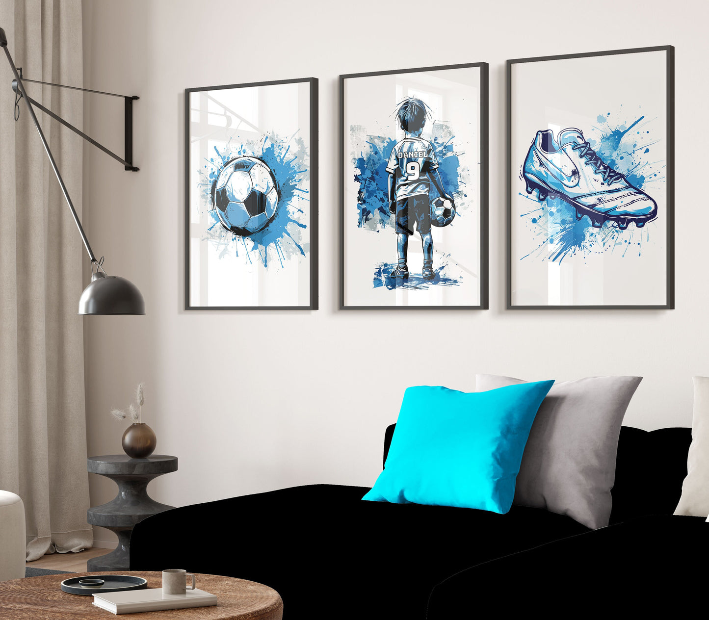 Personalised Football Wall Art Prints, Custom Football Poster, Boys Bedroom Decor, Footballer Gift, Football Wall Art, Football Prints Decor