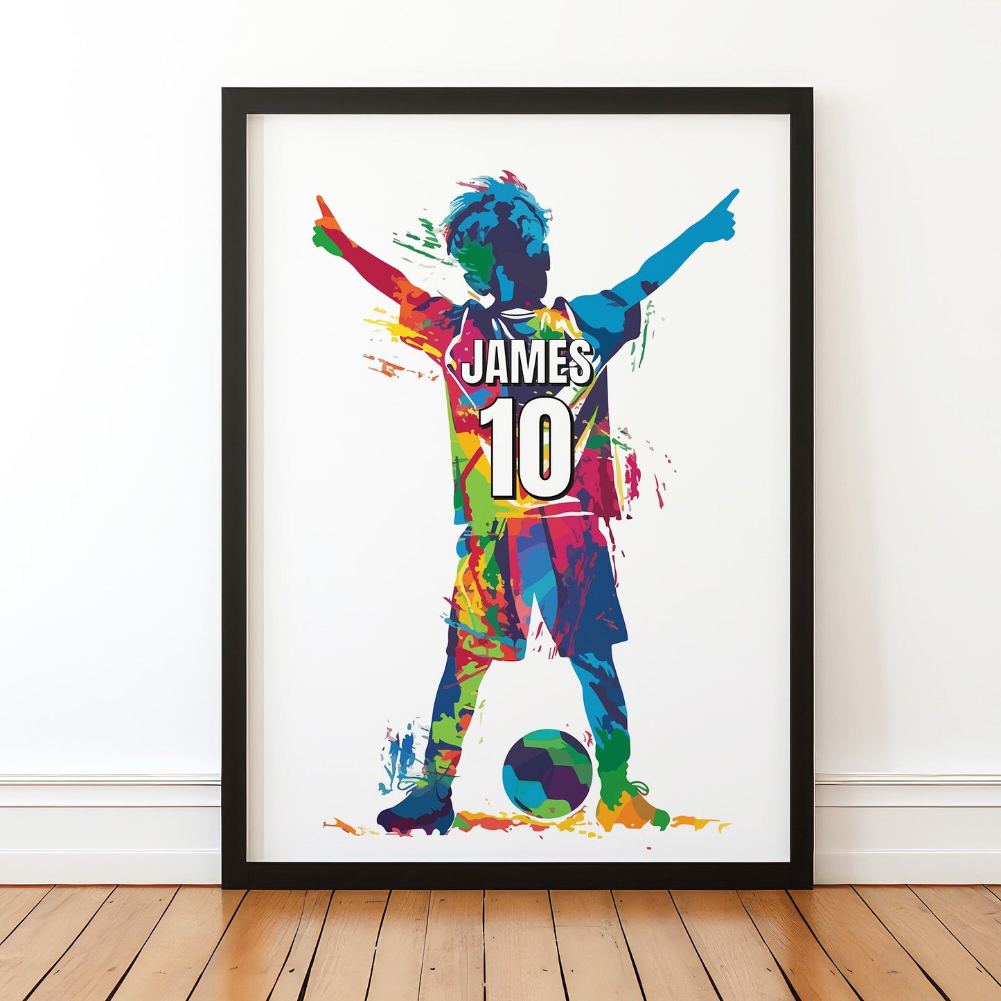 Personalised Football Soccer Player Gift, Boys Football Art Print, Custom Wall Art For Football Fans, Boys Bedroom Decor, Gift For Son