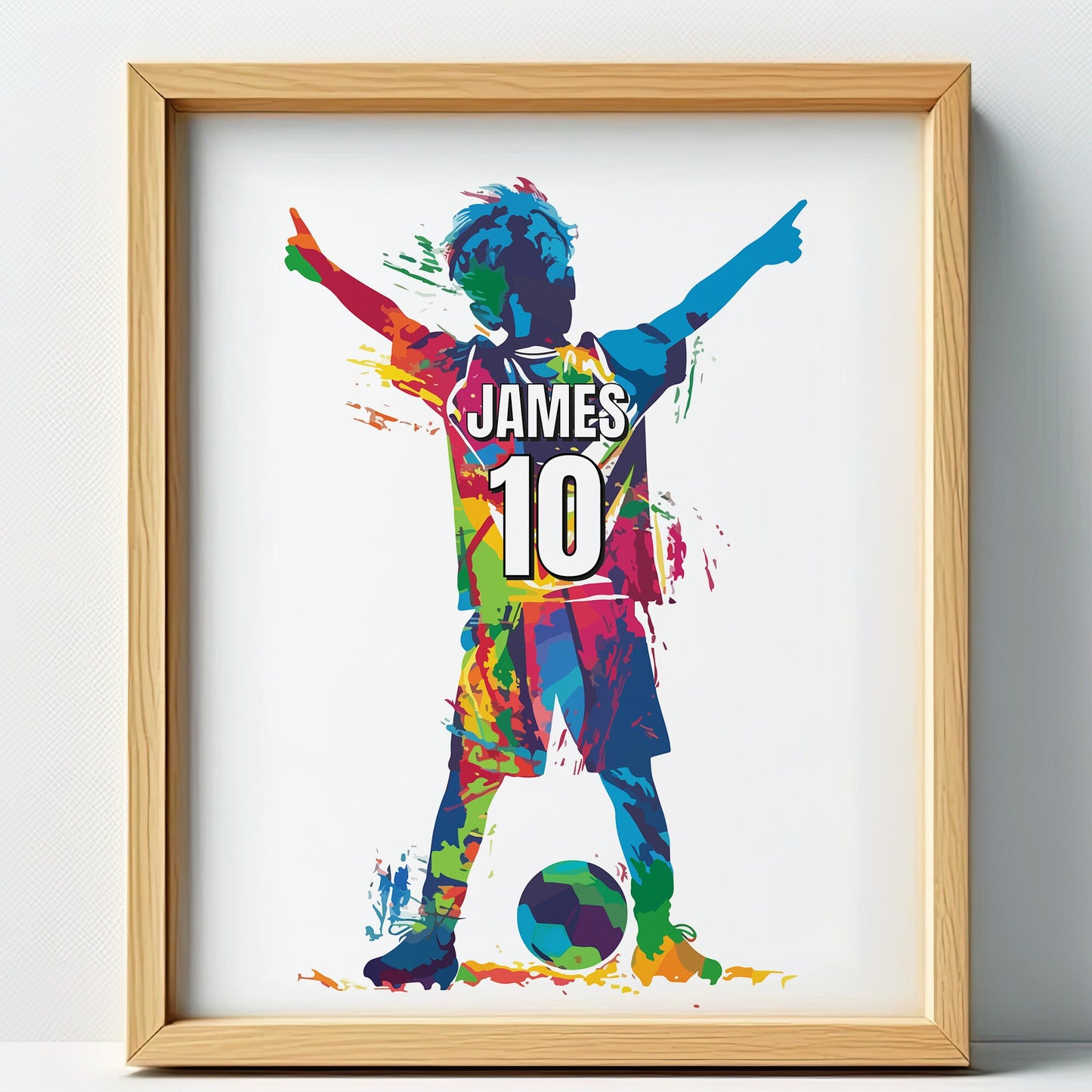 Personalised Football Soccer Player Gift, Boys Football Art Print, Custom Wall Art For Football Fans, Boys Bedroom Decor, Gift For Son