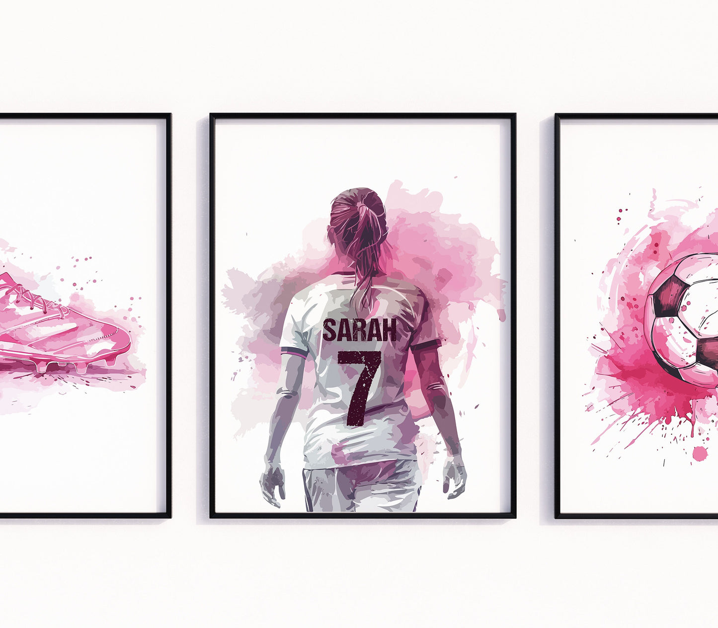 Personalised Football Prints For Girls Bedroom, Football Wall Art, Custom Football Prints, Girls Bedroom Wall Art, Gift For Girls Daughter