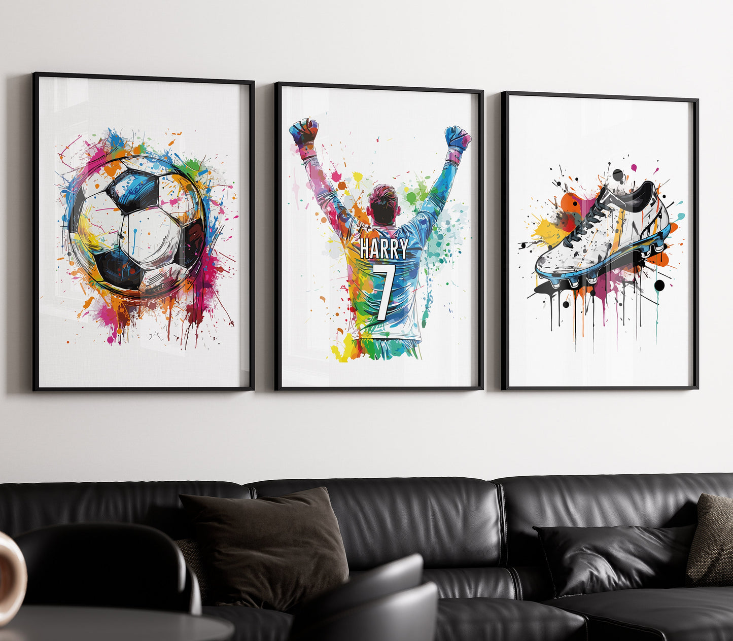 Personalised Football Goal Keeper Wall Art Prints, Goalie Football Prints Boys Bedroom Decor, Kid Bedroom Football Decor, Football Shirt Art