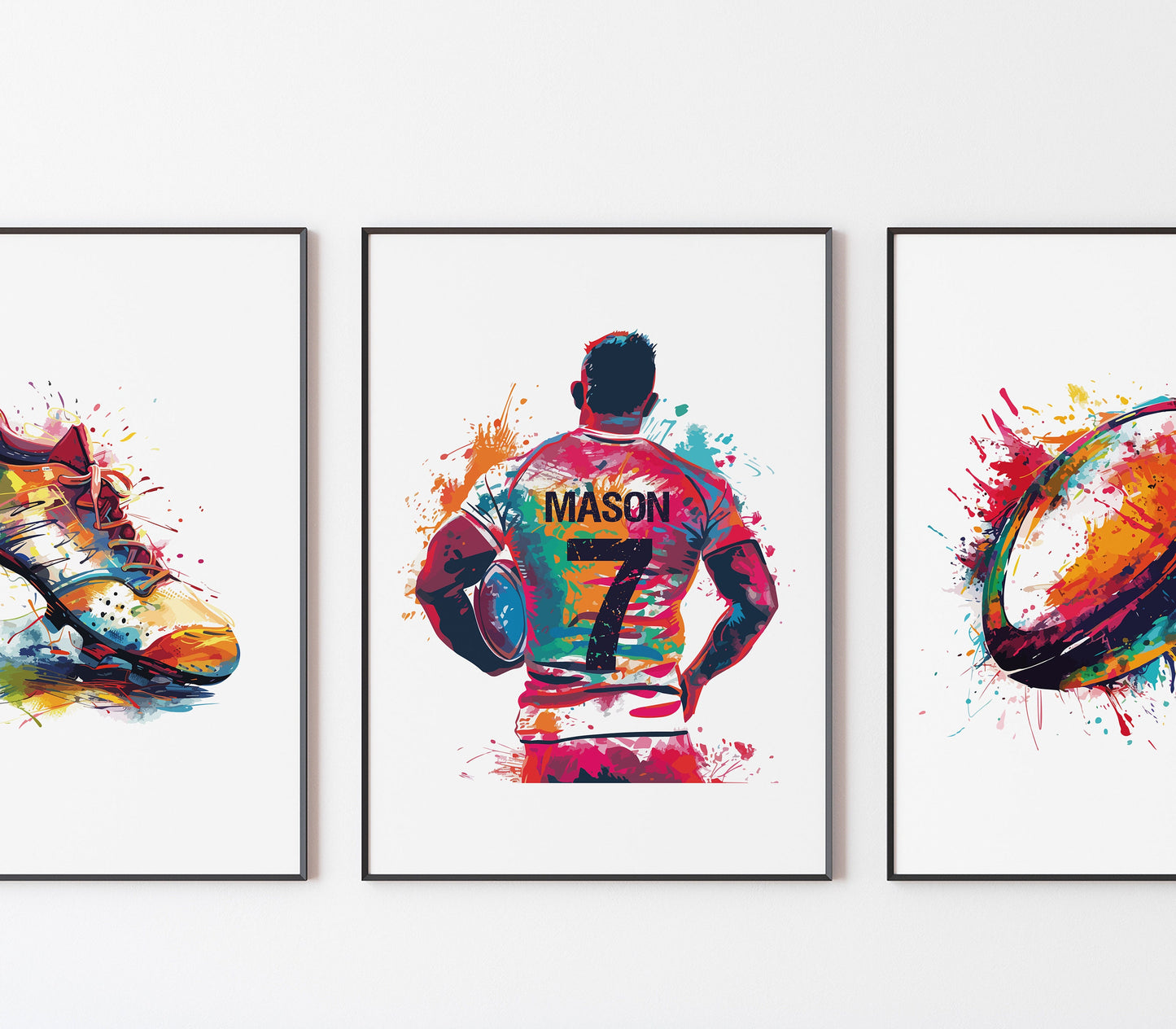 Rugby Prints, Rugby Wall Art Set of 3, Gift For Boys, Boys Bedroom Decor, Ruby Player Gifts, Rugby Gifts, Rugby Posters, Boys Bedroom Prints