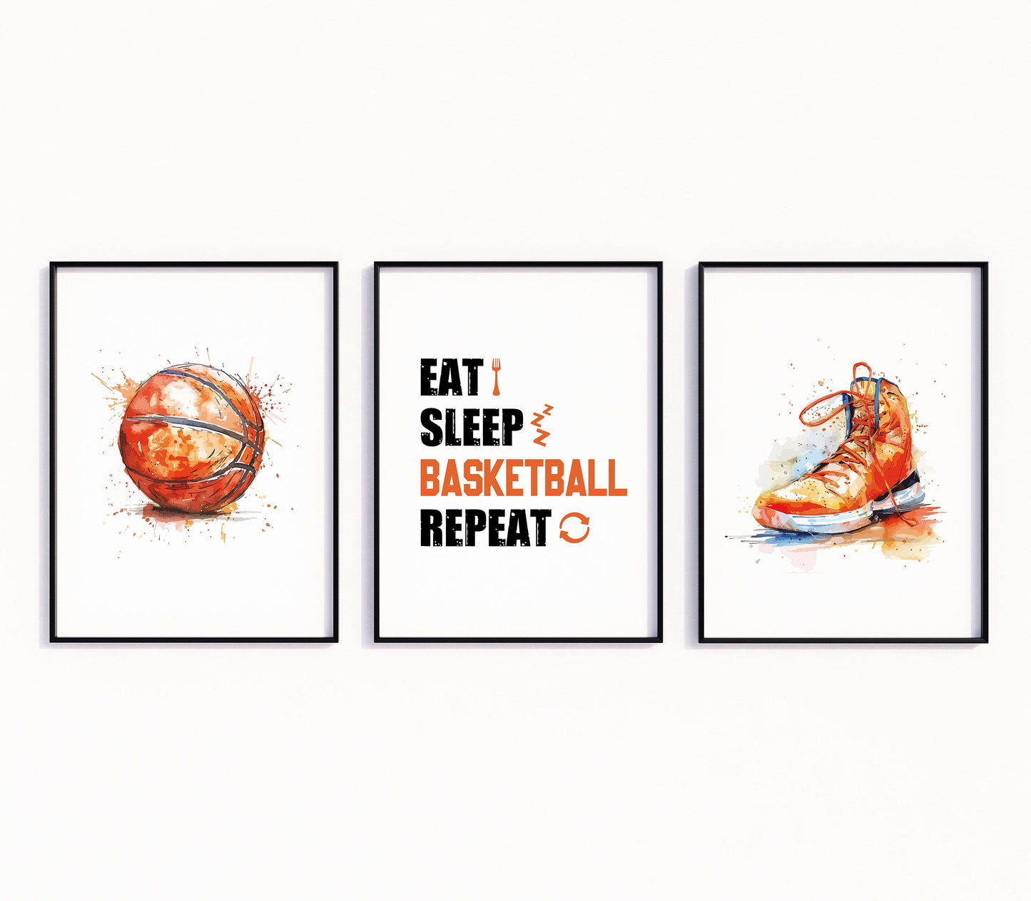 Set of 3 Basketball Wall Art, Basketball Prints, Boys Bedroom Decor, Kids Bedroom Basketball Decor, Basketball Poster, Teen Room Decor