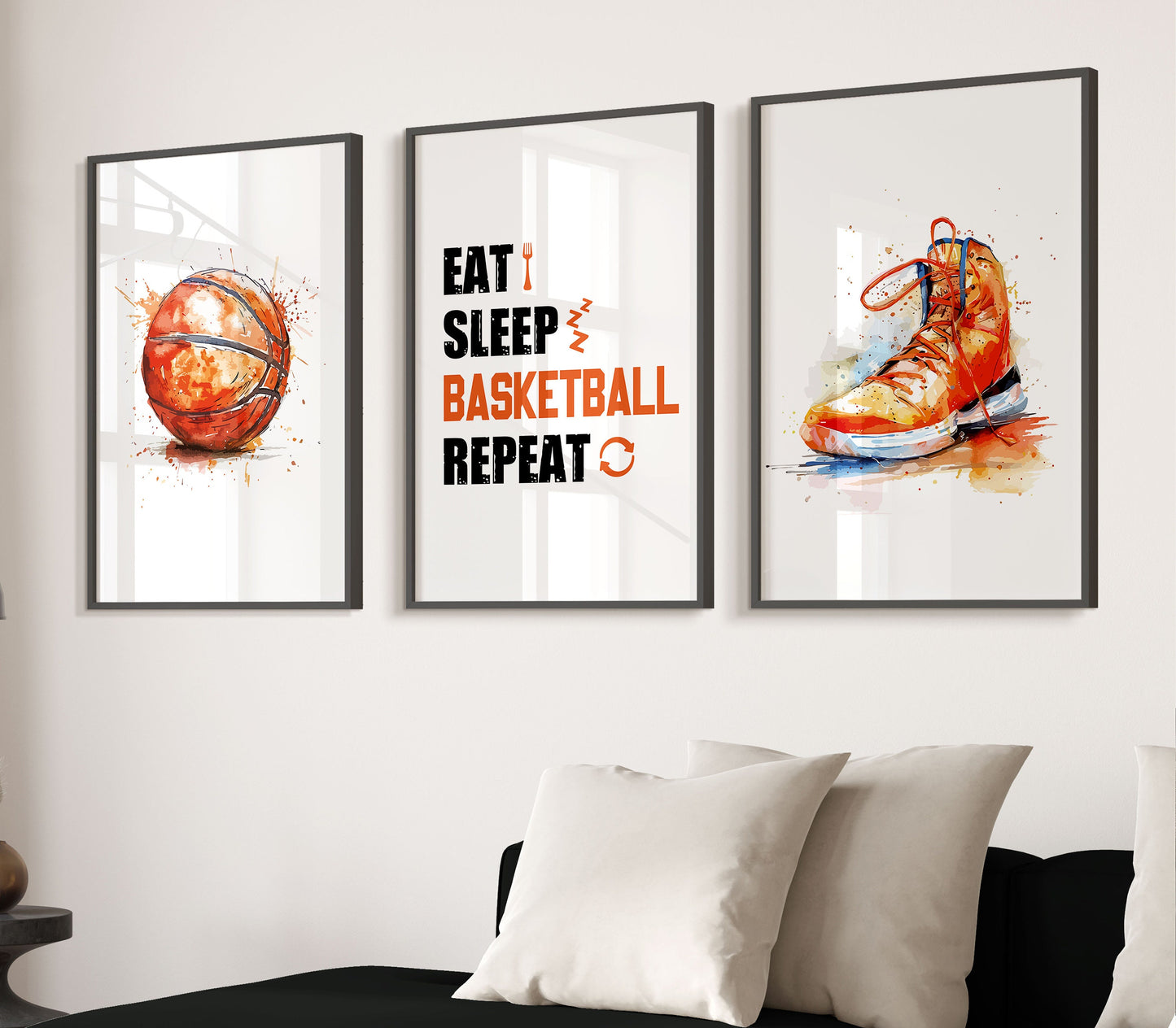 Set of 3 Basketball Wall Art, Basketball Prints, Boys Bedroom Decor, Kids Bedroom Basketball Decor, Basketball Poster, Teen Room Decor