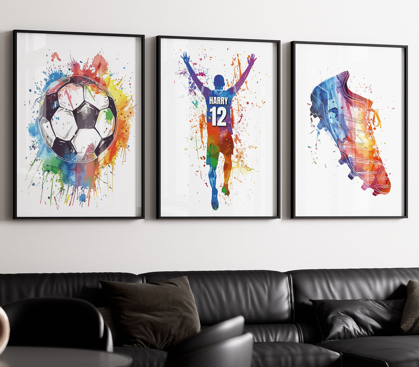 Personalised Football Wall Art Prints Custom Football Prints Boys Bedroom Decor, Kid Bedroom Football Decor, Football Shirt Name Print Art