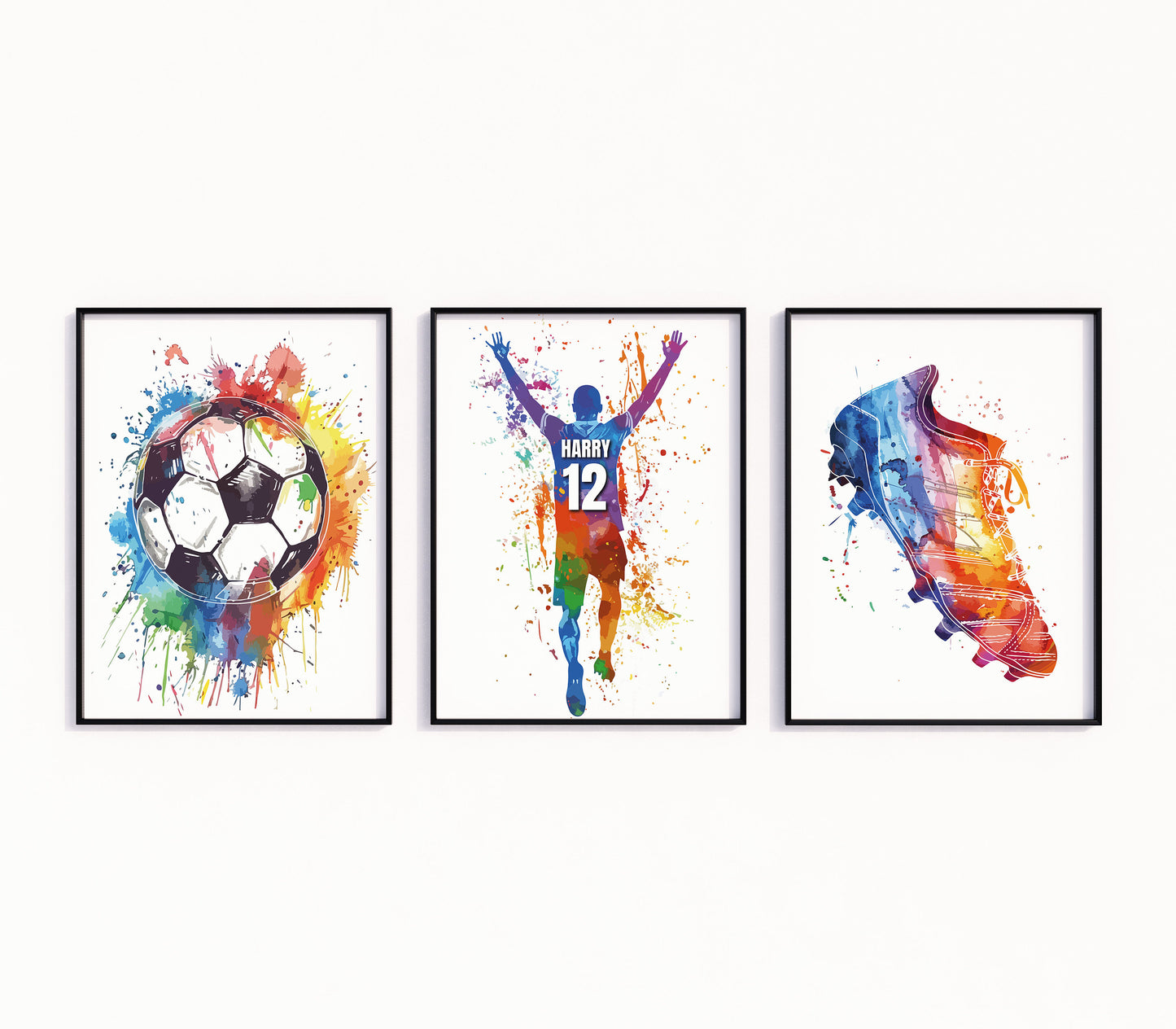 Personalised Football Wall Art Prints Custom Football Prints Boys Bedroom Decor, Kid Bedroom Football Decor, Football Shirt Name Print Art