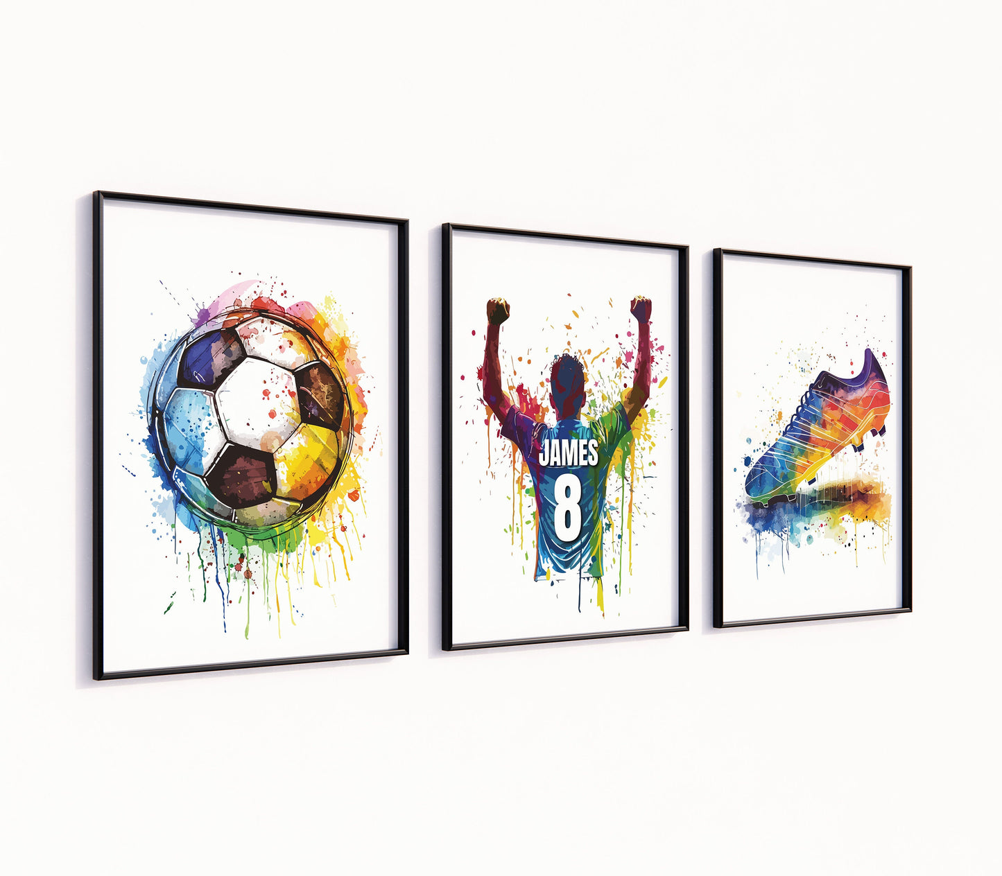 Personalised Football Prints Personalised Football Wall Art Boys Bedroom Decor, Kids Teen Bedroom Football Decor, Football Shirt Name Prints