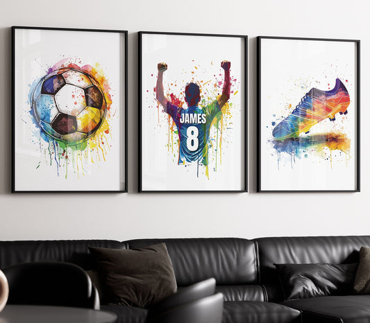 Personalised Football Prints Personalised Football Wall Art Boys Bedroom Decor, Kids Teen Bedroom Football Decor, Football Shirt Name Prints