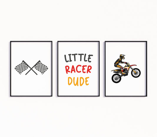 Motocross Wall Decor, Dirt Bike Print, Boy Wall Art, Motorbike Decor, Little Racer Dude, Biker Wall Art, Boys Nursery Prints, Toddler Room