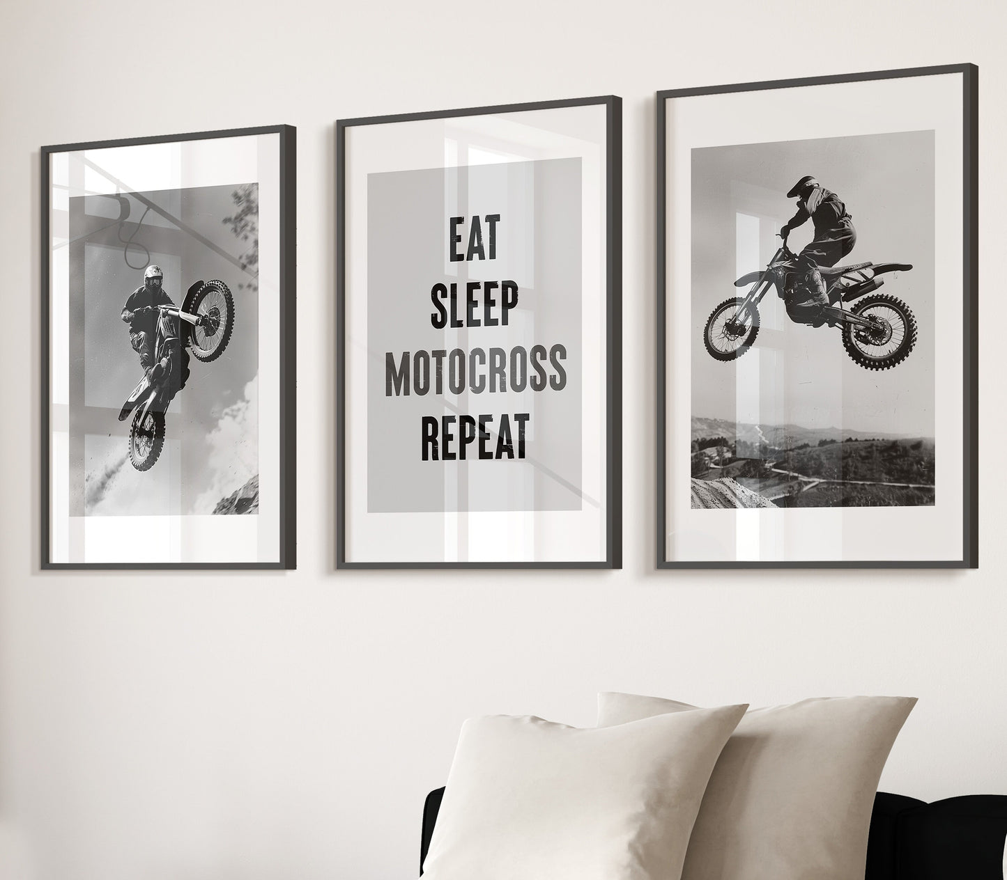 Motocross Poster Prints - Set of 3 Motocross Wall Art, Dirt Bike Print | Motorcycle Print | Motor Bike Artwork | Boys Room Decor | Biker Art