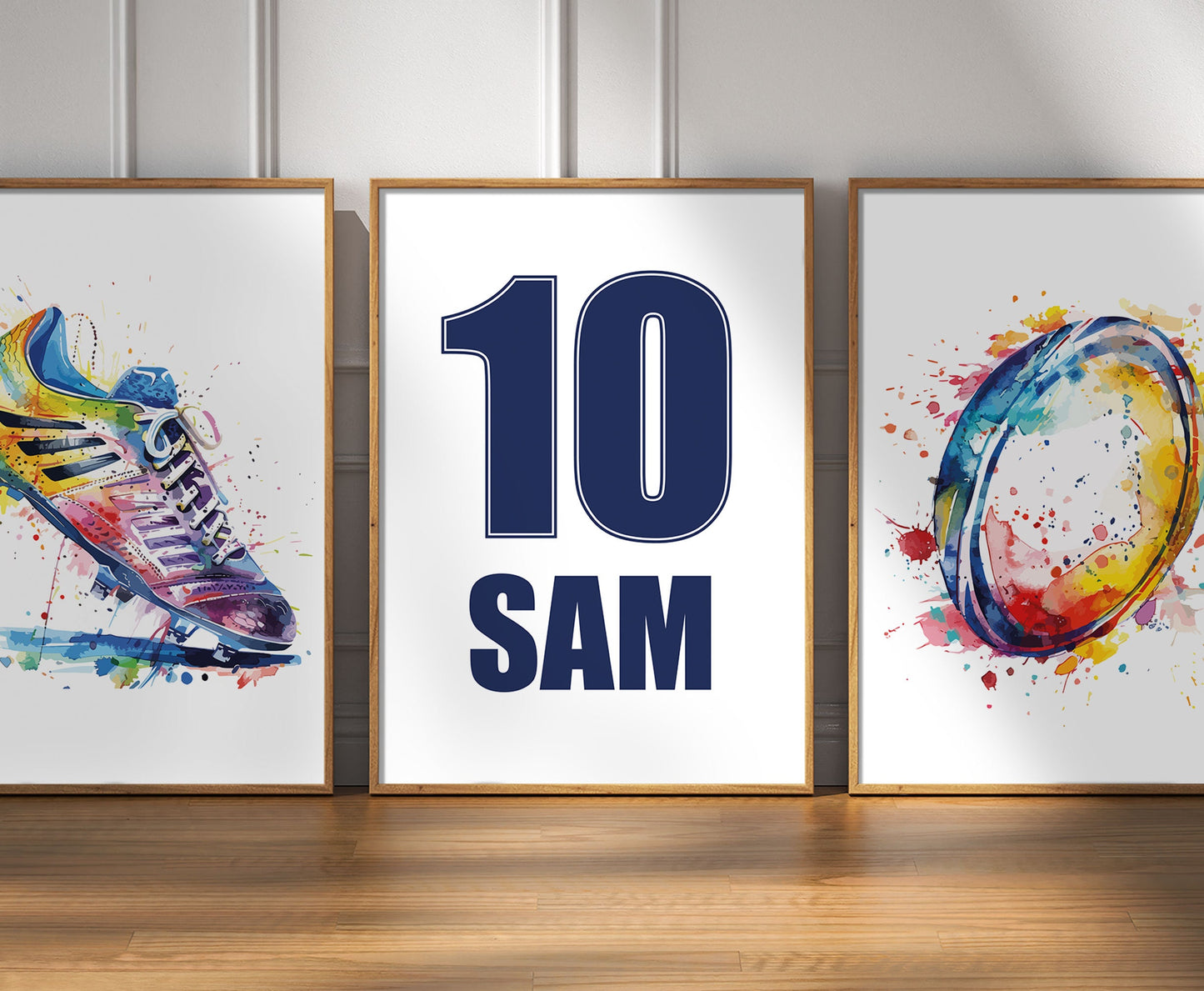 Set of 3 Rugby Wall Art Prints, Custom Rugby Prints, Boys Bedroom Decor, Kids Bedroom Rugby Decor, Rugby Poster, Rugby Gifts, Son Gifts