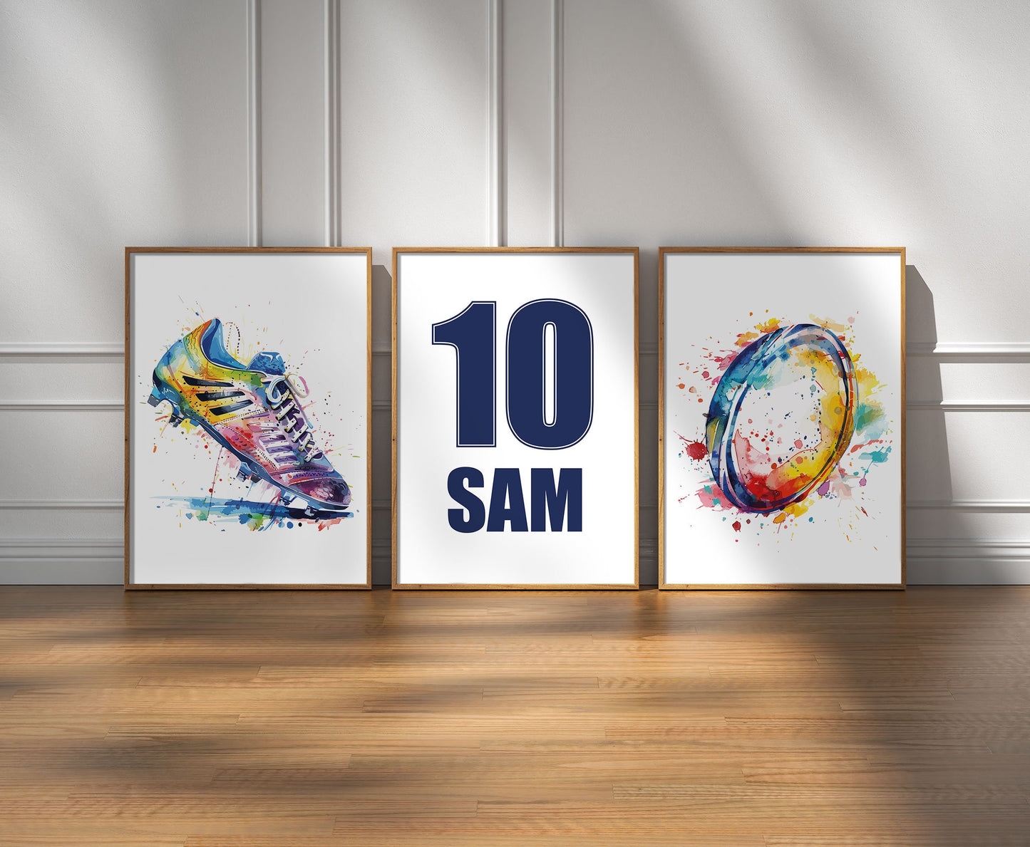 Set of 3 Rugby Wall Art Prints, Custom Rugby Prints, Boys Bedroom Decor, Kids Bedroom Rugby Decor, Rugby Poster, Rugby Gifts, Son Gifts