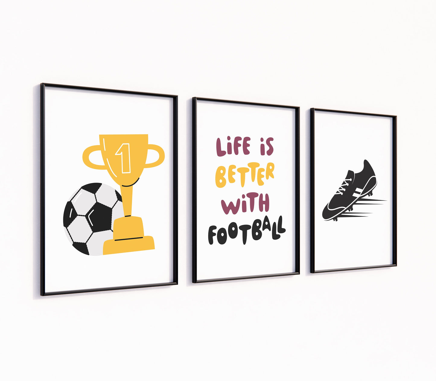 Football Wall Art For Kids, Set of 3 Football Prints For Boys Bedroom, Football Posters, Football Gifts For Son Brother, Kids Room Decor