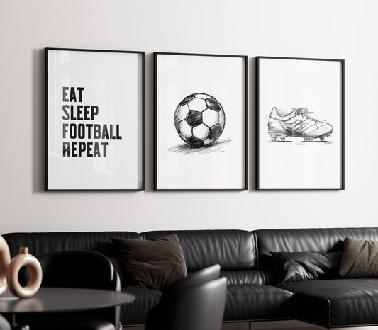 Football Wall Art, Football Prints, Boys Bedroom Decor, Kids Bedroom Football Decor, Footballer Gifts, Soccer Wall Art Prints, Gift For Boys