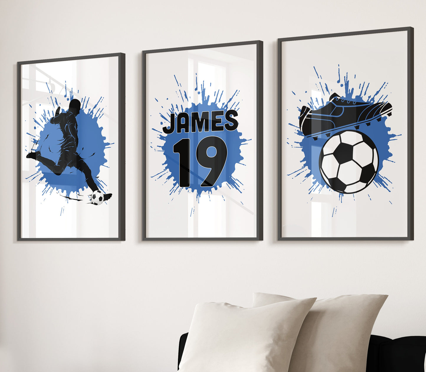 Personalised Football Wall Art Prints Custom Football Poster, Boys Bedroom Decor, Footballer Room Decor, Football Wall Art, Football Decor