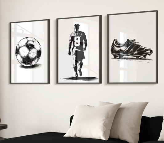 Personalised Football Wall Art Prints Custom Football Poster, Boys Bedroom Decor, Teen Room Decor, Football Wall Art, Football Prints Decor