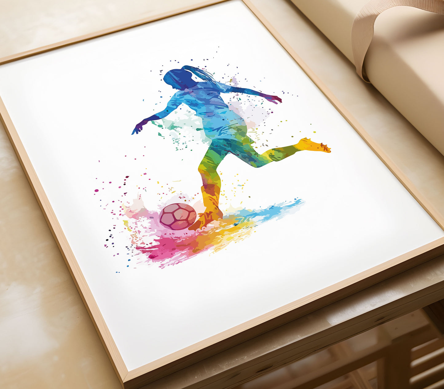 Soccer Prints for Girls, Set of 3 Prints, Girl Football Player Watercolour Art Print, Pink Football Print, Football Room Decor,Girls Bedroom