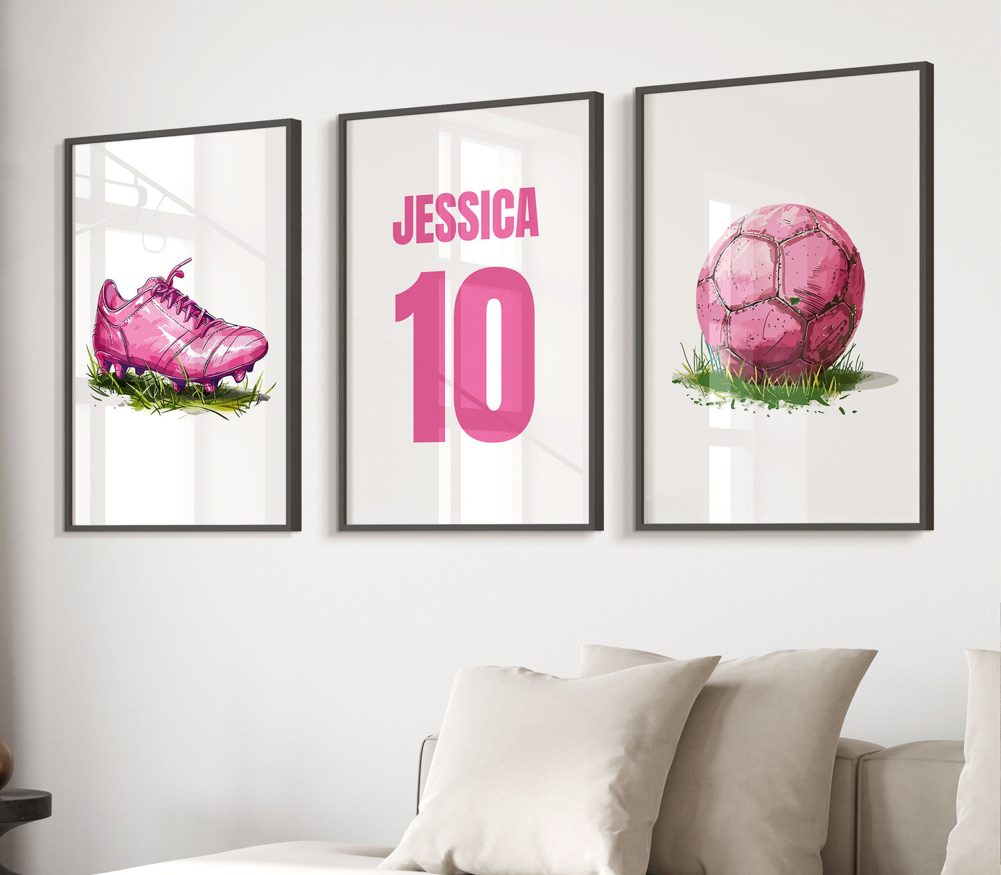 Football Prints for Girls, Set of 3 Prints, Girl Football Player Gift, Art Print, Football Wall Art, Football Room Decor,Girls Bedroom Print